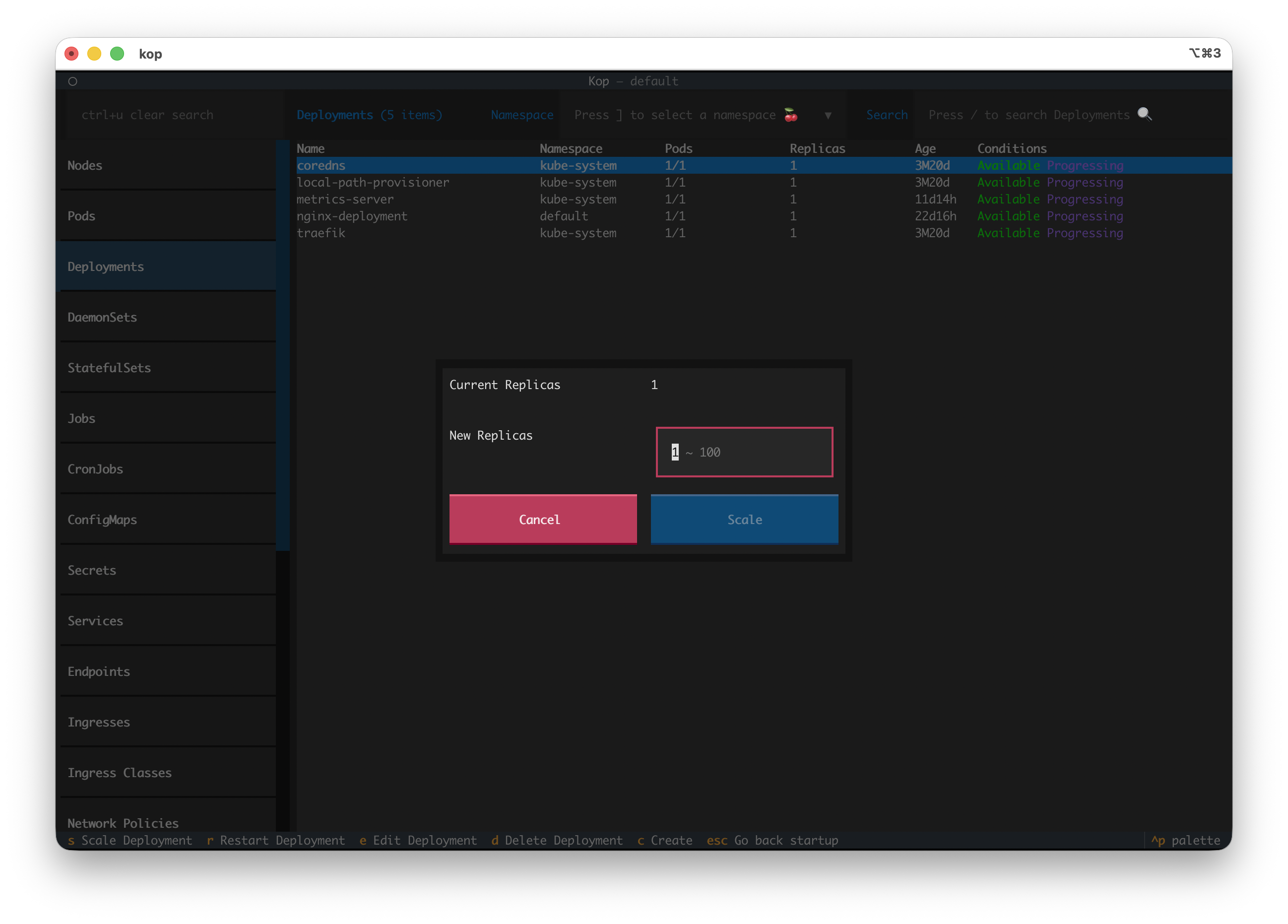 Scale dialog